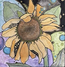 Original Watercolor/Ink  Floral Painting, Modern Art: by Lisa Marie McClellan