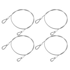 4Pcs Lanyard Cable, 50cm x 2mm Stainless Steel Wire Cable with Loops, Silver