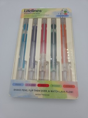 Lifelines Scented Lava Pens 5 Pack Colored Gel Pens Flowing Ink Aromatherapy NEW