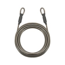 3/16" Dia 14.8ft Security Cable Lock Vinyl Coated Steel with Double Loop Gray