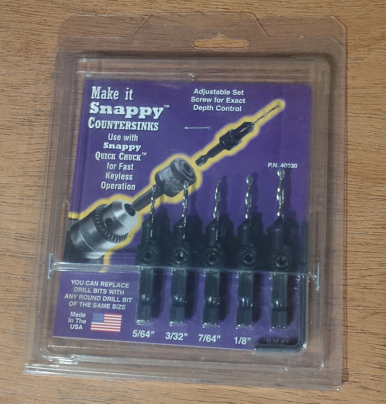 Snappy QuickClick Countersink Drill Bit Set 5pc 5/64-9/64 Black MPN 40030