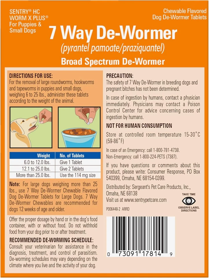 7 Way De-Wormer Chewables for Dogs - Tablets for Small Dogs & Puppies (6-25 Lbs) - Image 2 of 4