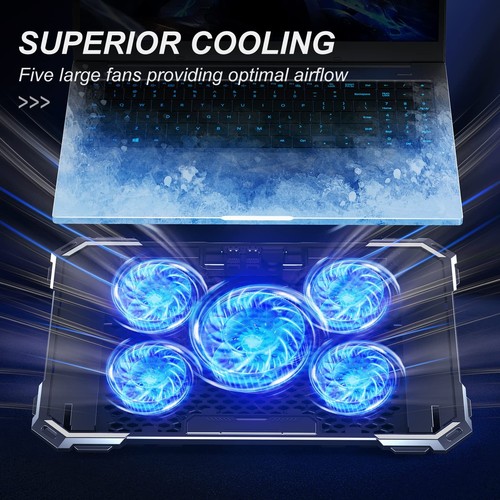 Upgrade Laptop Cooling Pad,Gaming Laptop Cooler with 5 Quiet Fans,2 USB Ports... - Picture 2 of 7