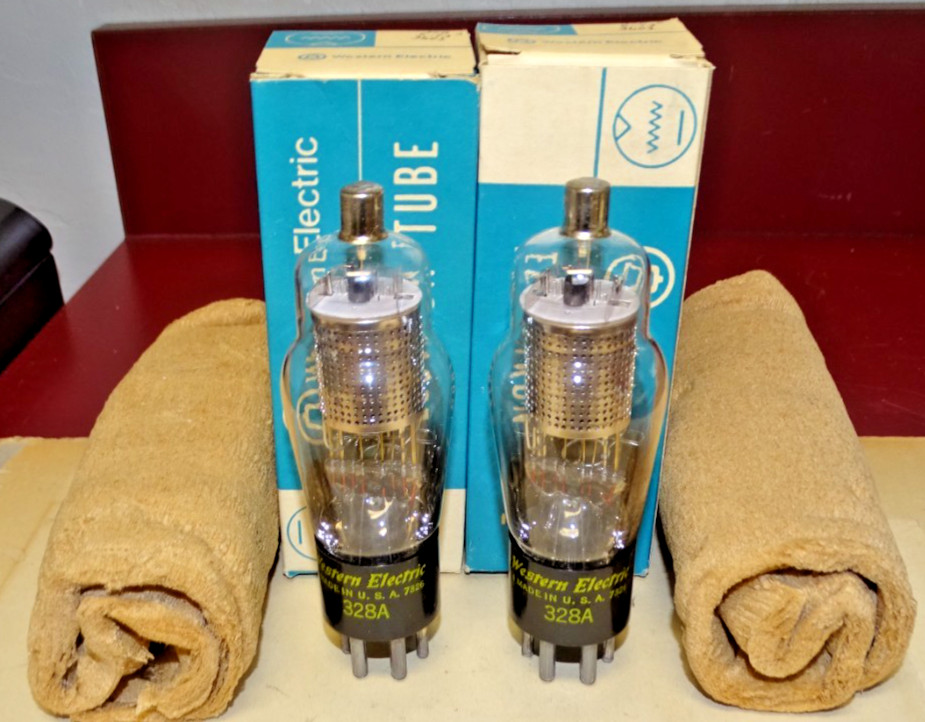 Pair, Western Electric Type 328A Radio/Audio Output Tubes, NOS