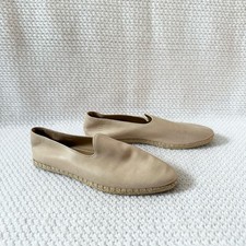 Vince Malia Beige Sand Ember Leather Espadrille Slip On Loafer Flats Women 7