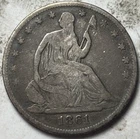 1861 50c Seated Liberty Half Dollar. Attractive Circulated Example!