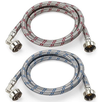Cenipar Washing Machine Hoses 6 feet Premium 6FT-Stainless Steel, Blue,Red 