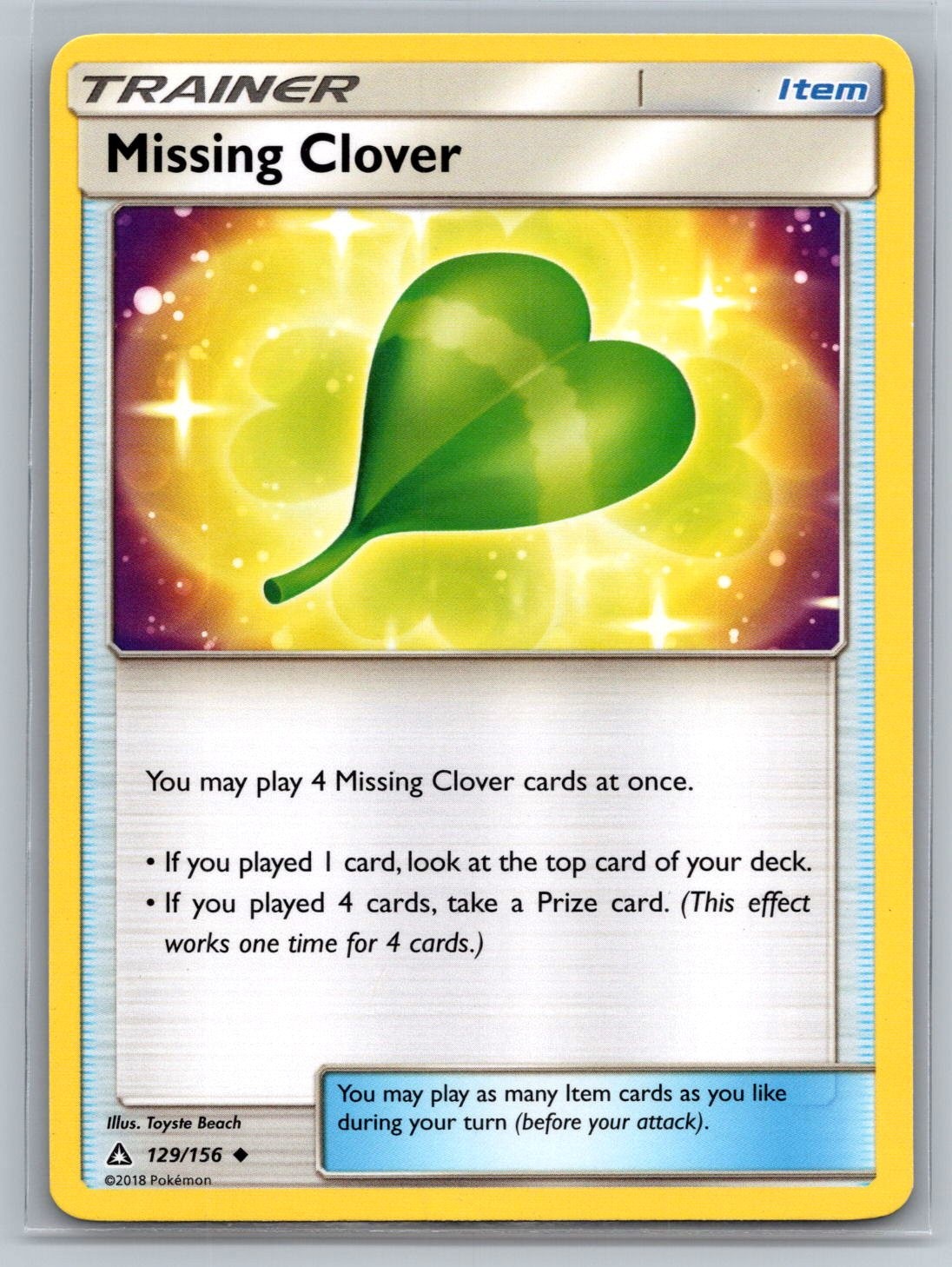 2018 Pokemon Missing Clover 129/156 Uncommon Ultra Prism LP