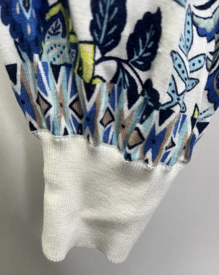 Talbots 毛衣女式 2X 蓝色黄色佩斯利柔软学院风花园安静豪华 — 第 3/4 张图片