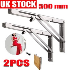 Heavy Duty Stainless Steel Folding Console Table Folding Shelf Brackets 2pcs
