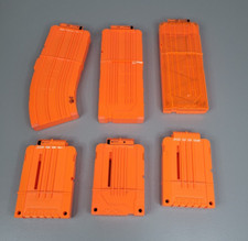 Lot of 6 Orange NERF N-Strike Elite Mixed capacity Dart Ammo Clip Magazine