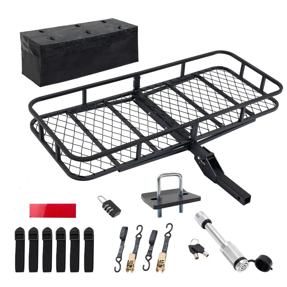 500lbs Folding Rack Cargo Basket Trailer Hitch Mount Luggage
