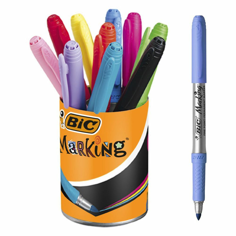 BIC® Marking Color Rotulador permanente, punta ojival, 1,1 mm, Azul, Rojo, Negro