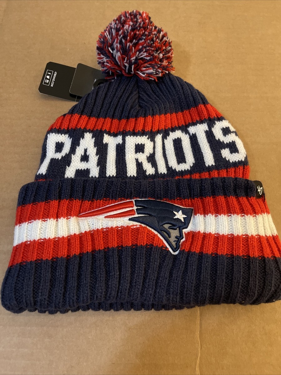 '47 Men's Navy New England Patriots Bering Cuffed Knit Hat with Pom