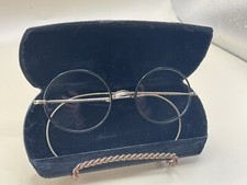 Vintage 12 KGF  black wire rim eyeglasses Round lenses Spectacles/Hard Case