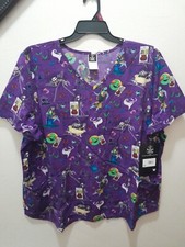 Disney Womens Size 2X Nightmare Before Christmas Medical Scrub Top Shirt NWT