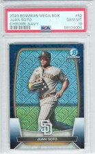 2023 BOWMAN MEGA BOX JUAN SOTO NAVY REFRACTOR #/175 PSA 10 GEM MINT POP 10