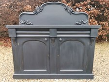 GORGEOUS ANTIQUE VICTORIAN SOLID MAHOGANY CHIFFONIER SIDEBOARD IN ATHENIAN BLACK