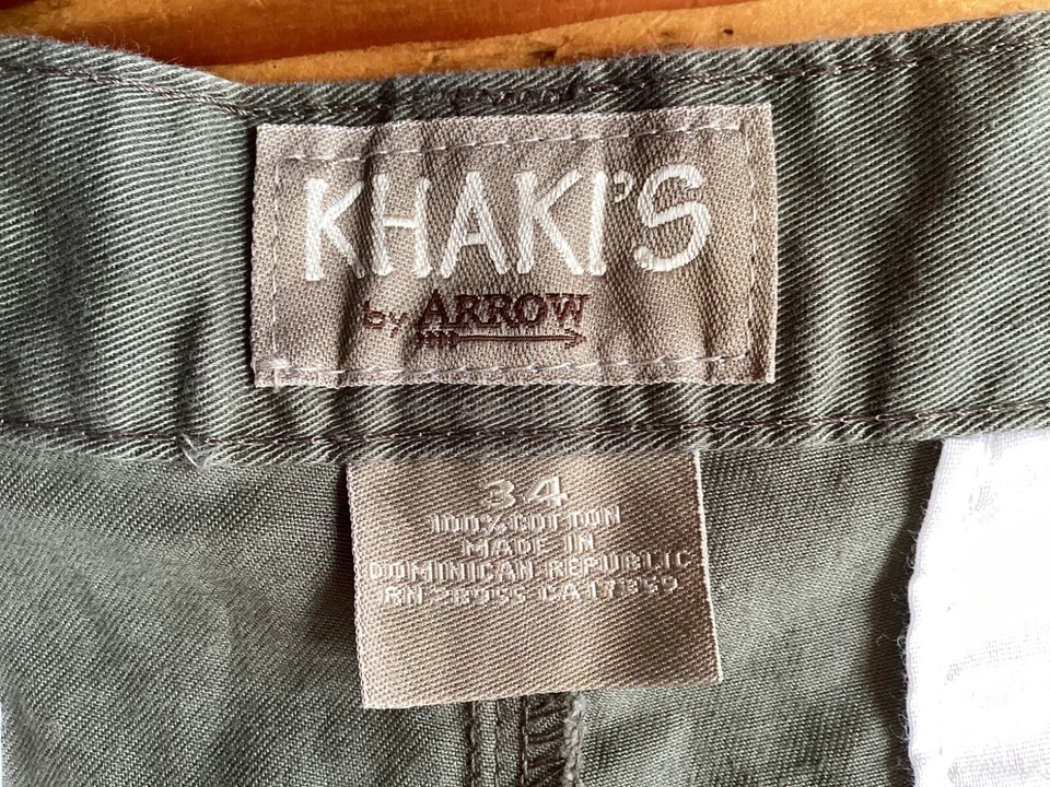 Pantalones Cortos Informales ARROW Talla 34 CAQUI’S Para Hombre Deporte Golf Viaje Algodón Oliva De Colección Foto 3 de 4