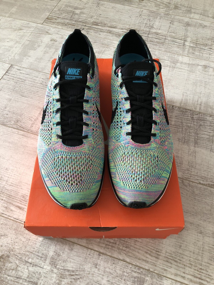 Nike Flyknit Racer Multi-Color Rainbow Runner 526628 Mens US 13 , worn ONCE  888409301184 | eBay
