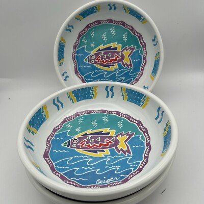 ジュディス ガイガー JUDITH  「Coris Fish」 3 Chaleur Judith Geiger Bowls 8” Fish Abstract | eBay
