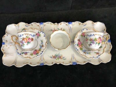 Limoges France Porzellan peint a la main Set für 2 Personen handgemalt