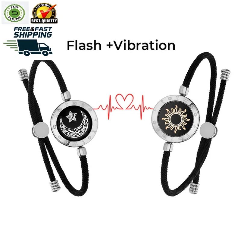 totwoo Long Distance Touch Bracelets for Couples, Vibration & Light up for  Love Couples Bracelets