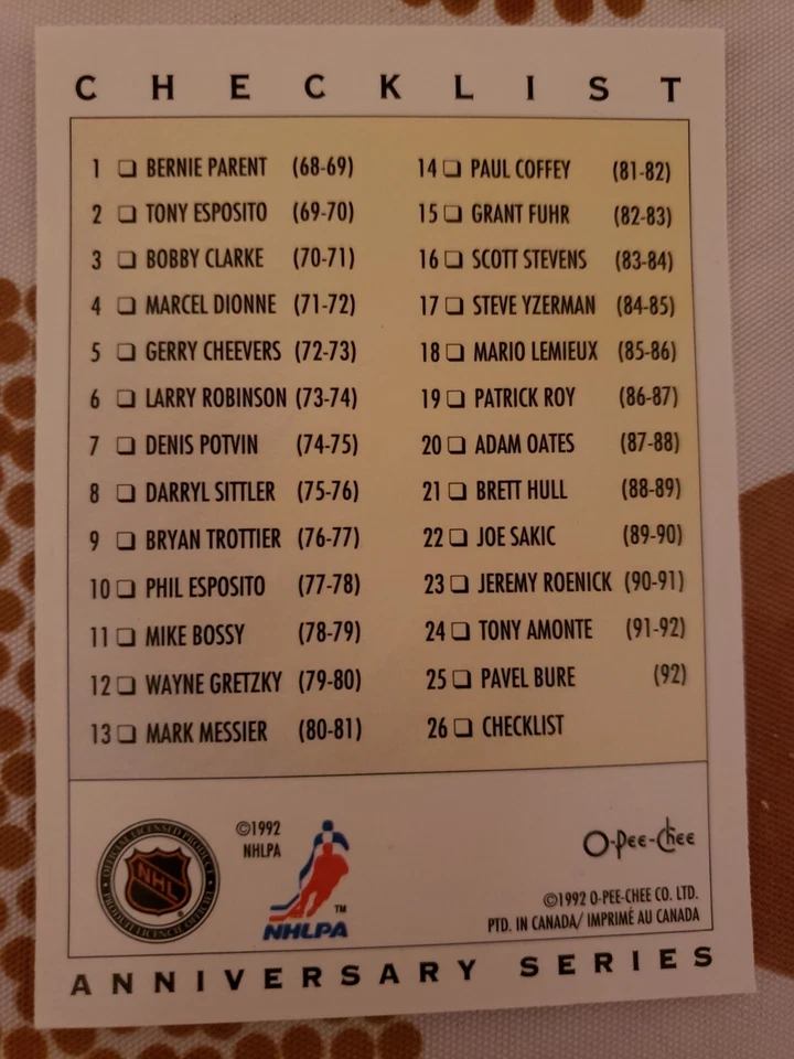 1992-93 O Pee Chee Hockey 25th Anniversary Series Select from list - Image 4 of 4