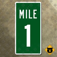 United States mile marker 1 highway road sign driver information 24x12