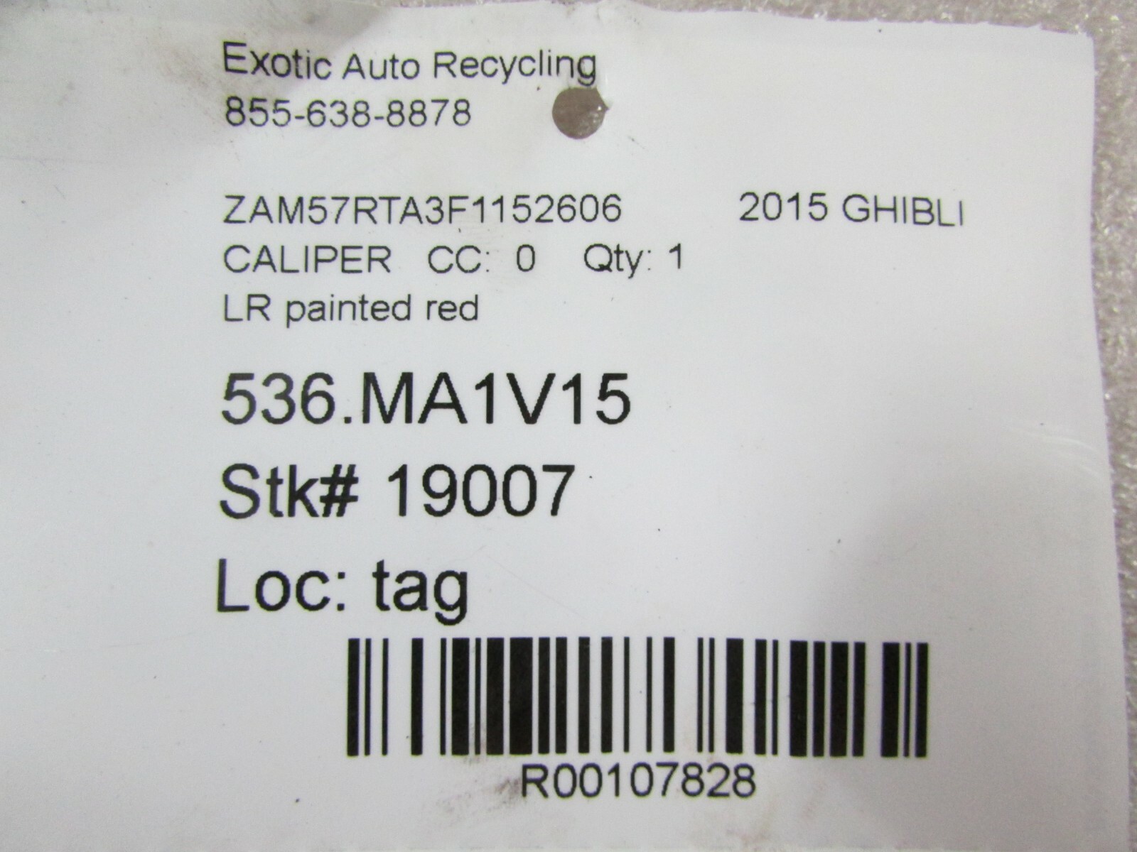 Maserati Ghibli Q4, LH, Left Rear Brake Caliper, Red