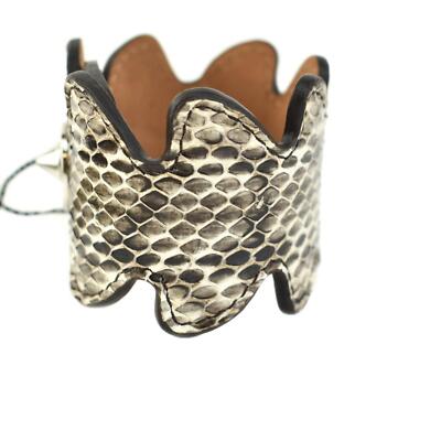FENDI: Black, Python Leather & Pyramid Stud Logo Bracelet | eBay display picture 3