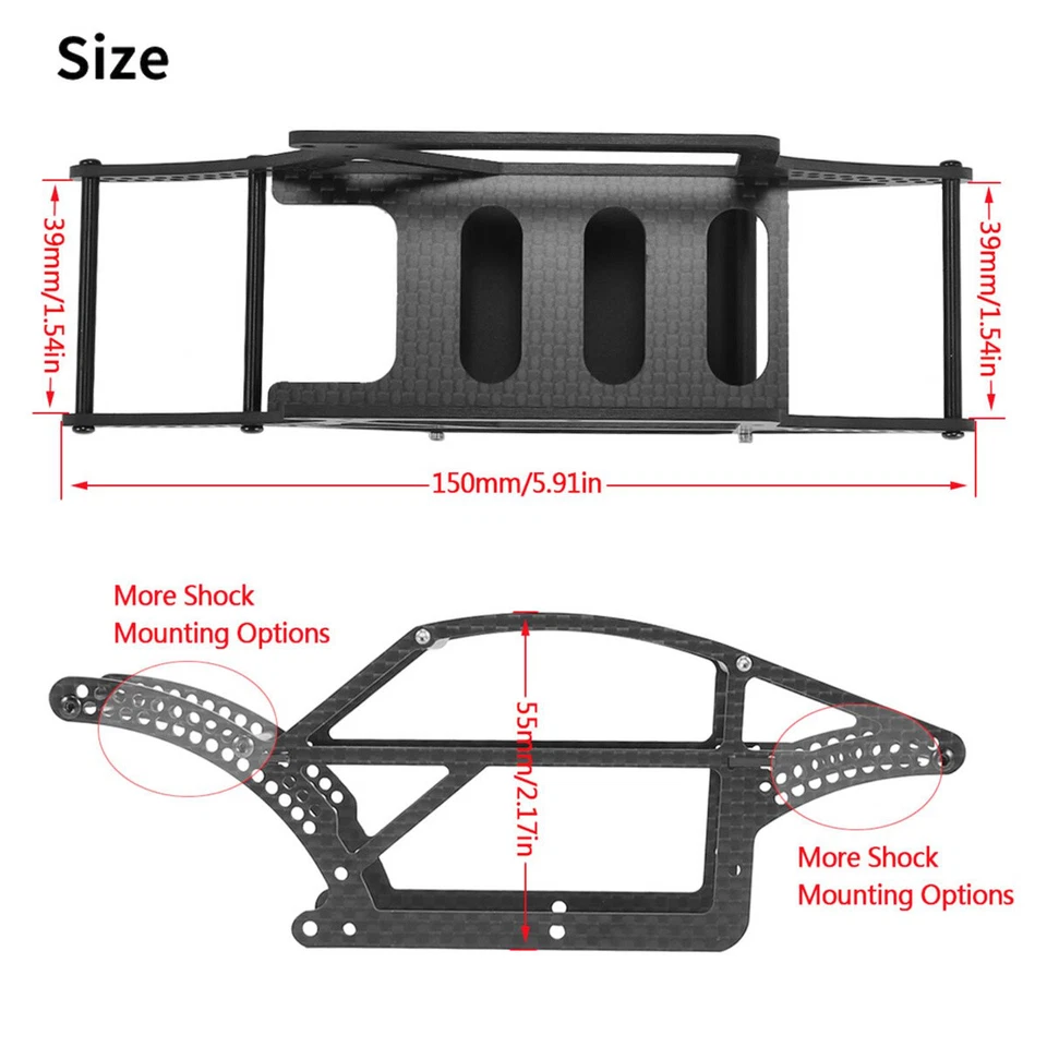Carbon Fiber Chassis Frame Kit For 1/18 RC Crawler TRX4M Upgrade Accessories - Image 2 of 4