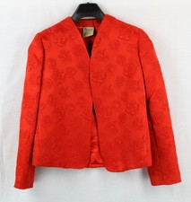 Vintage Mirrors Of Krizia Orange Satin Rose Jacquard Avant Garde Jacket 44
