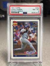 1991 Topps Desert Shield Lenny Harris #453 - PSA 8 - Los Angeles Dodgers