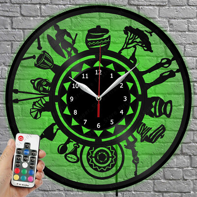 LED Clock Africa Vinyl Record Wall Clock Led Light Wall Clock 1402