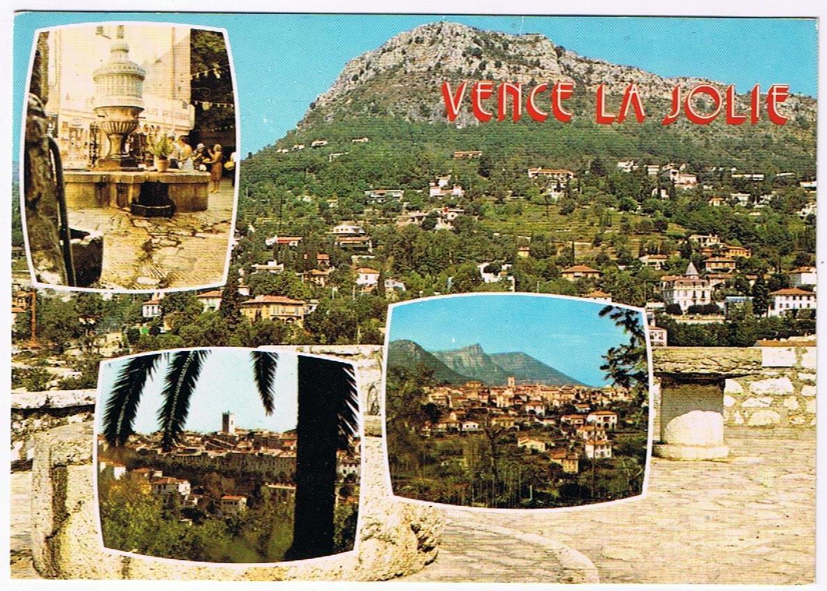Vintage France Postcard of Scenic Cote d’Azur and Charming Vence La Jolie Multi View