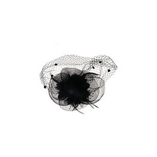 Black Fascinator Tea Party Hat Wedding Cocktail Mesh Flower Headband with Veil