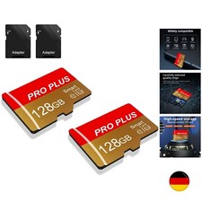 2 Pack SD Karte 128GB mit SD Adapter, High-Speed Speicherkarte, SD Karte UHS-I