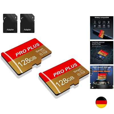 2 Pack SD Karte 128GB mit SD Adapter, High-Speed Speicherkarte, SD Karte UHS-I