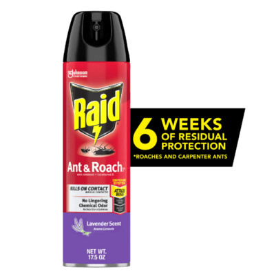 Raid  Ant & Roach Killer 26, Fragrance-free Bug Spray, 17.5 Fl. Oz. Multi Count.