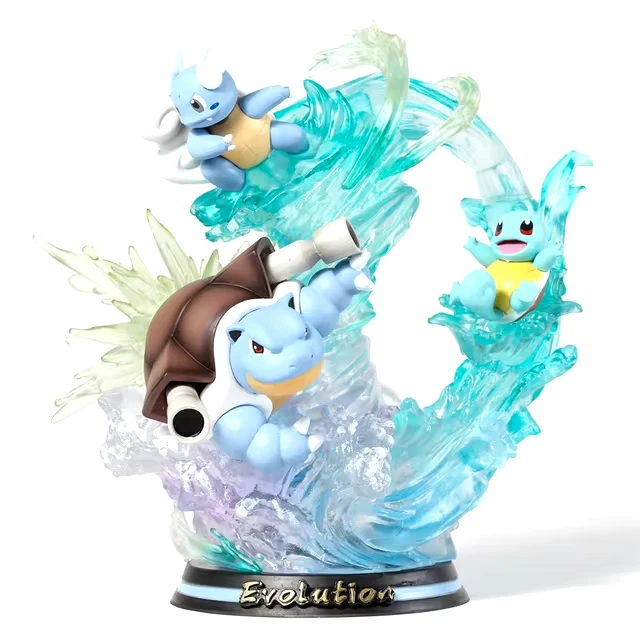 Squirtle Evolution Statue Figure Evolving LED Light Poke Anime Water Turtle - Image 3 of 3