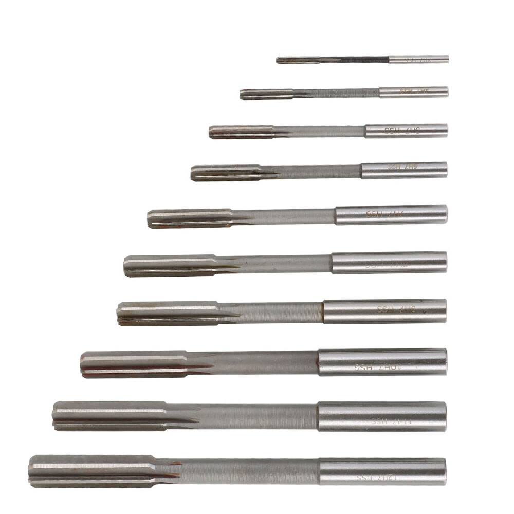 10Pcs Machine Reamer Set,HSS H7 Straight Flute Chucking Reamer Milling ...