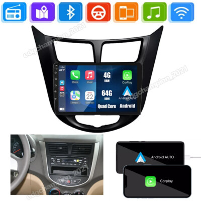 Android 13 Car Stereo Radio Carplay GPS 4+64GB For Hyundai Accent Verna Solaris