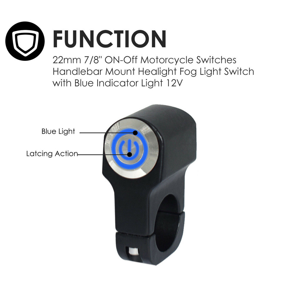 22mm LED Motorcycle Handlebar Switches Headlight Fog Light ON OFF Switch Button