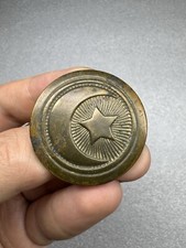 Rare Vintage Antique Brass Bronze Crescent Moon Star Belt Buckle