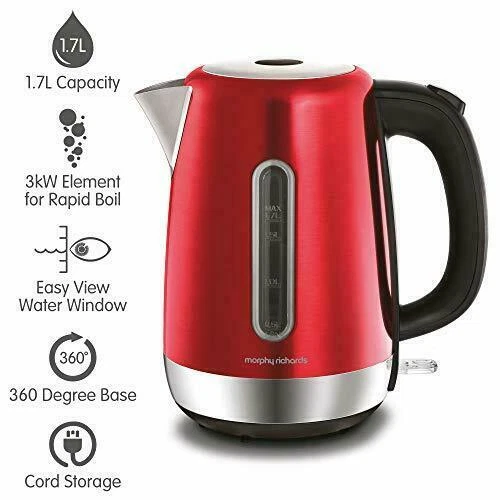 Morphy Richards Jug Kettle Red Equip Stainless Steel 3000 W 1.7