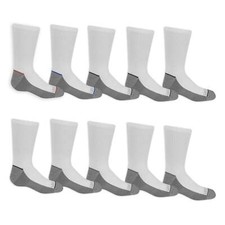 Fruit of the Loom Everyday Cushioned Crew Socks for Boys, White, Sizes 9-2.5