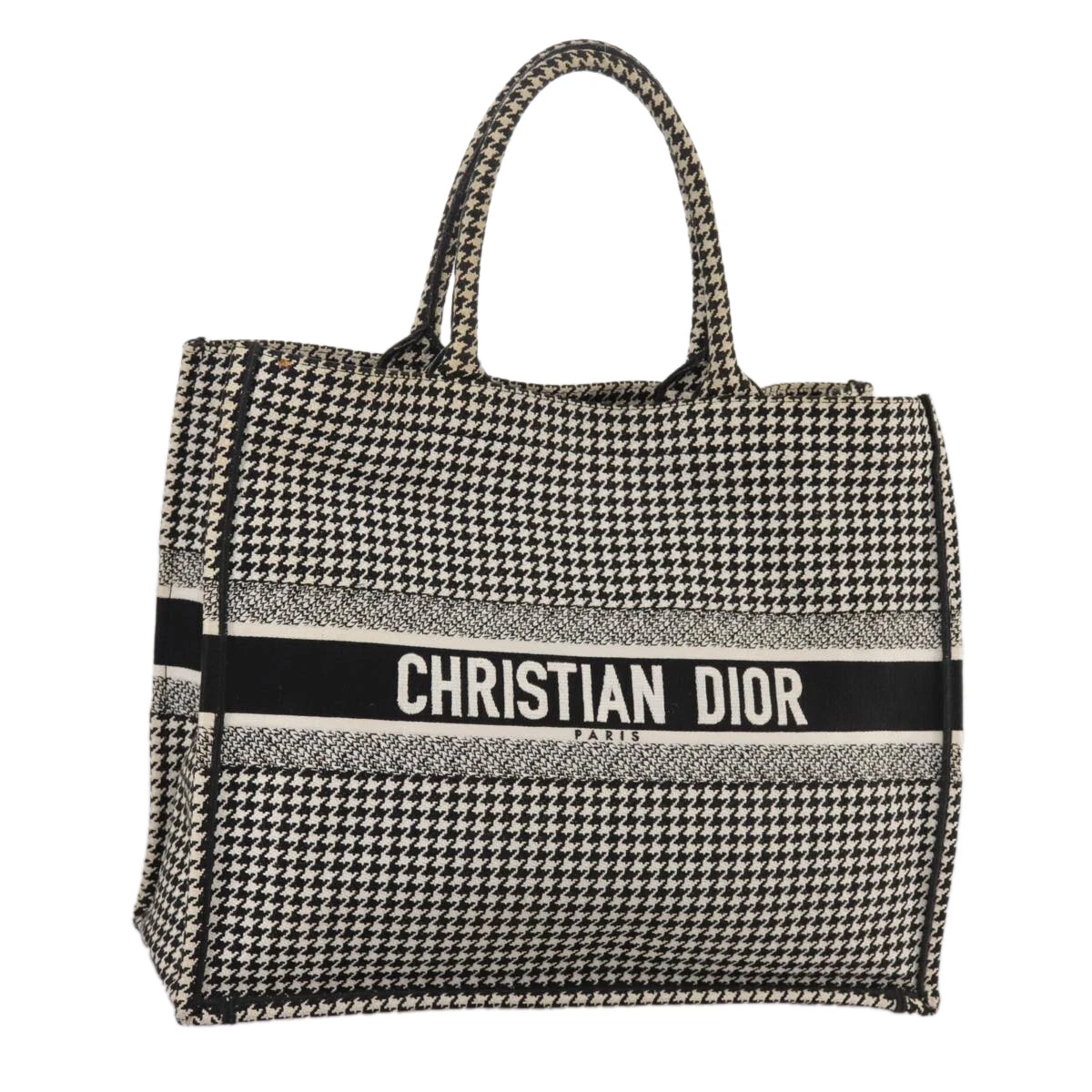 Sac fourre tout Christian Dior motif décalé livre toile noir blanc authentique bs20830