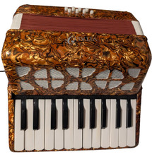 Vitale 22 Key Accordion 8 Bass Piano Accordion For Beginner Brown Gold Color