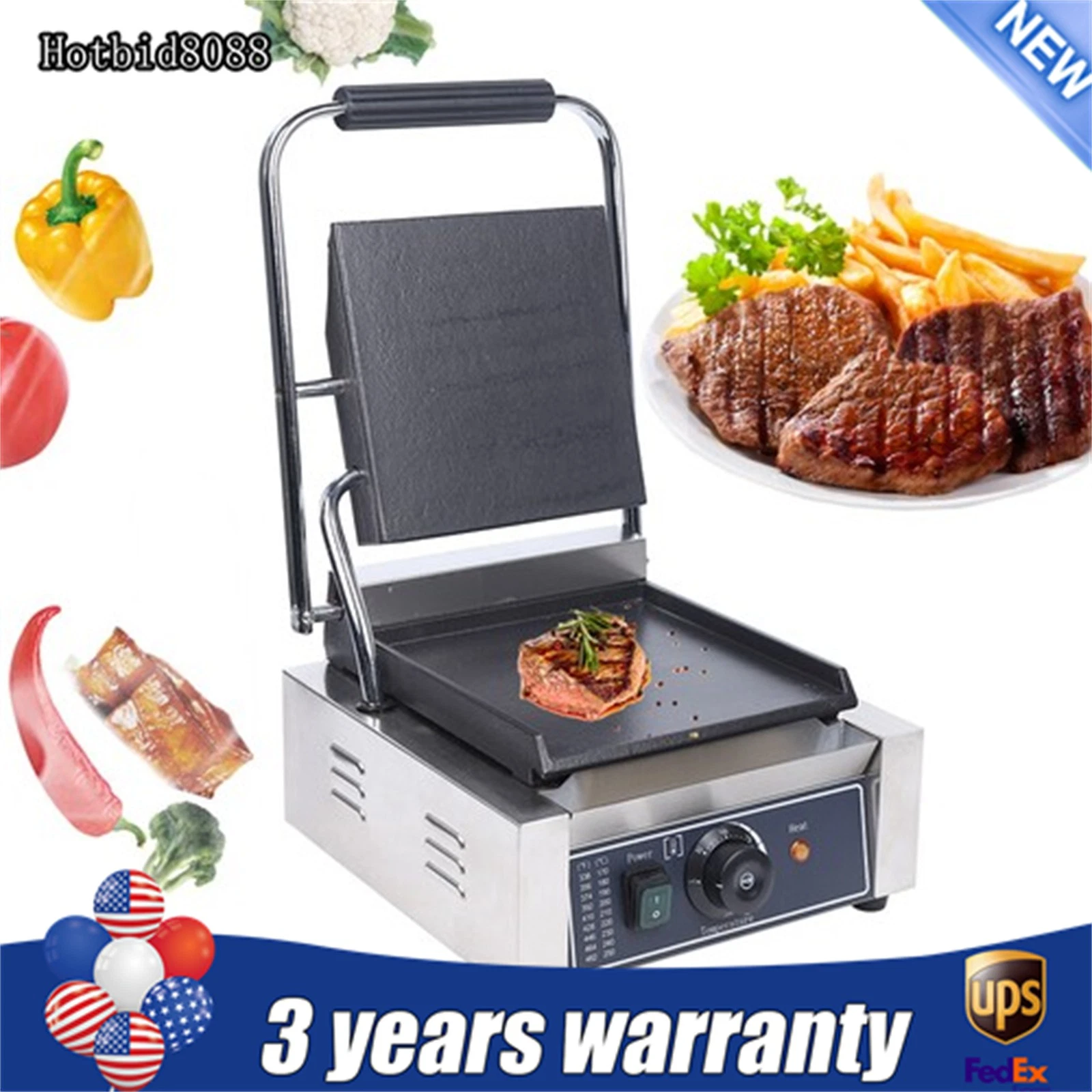 Commercial Sandwich Steak Maker Electric Grill Panini Press Griddle Plate Flat
Opens in a new window